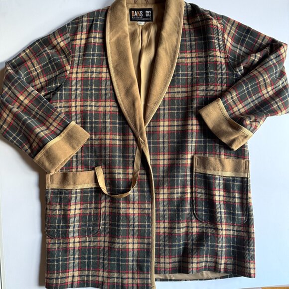 DAKS Other - Vintage DAKS London Plaid Belted Robe Jacket – Size L – Wool – Made in Japan